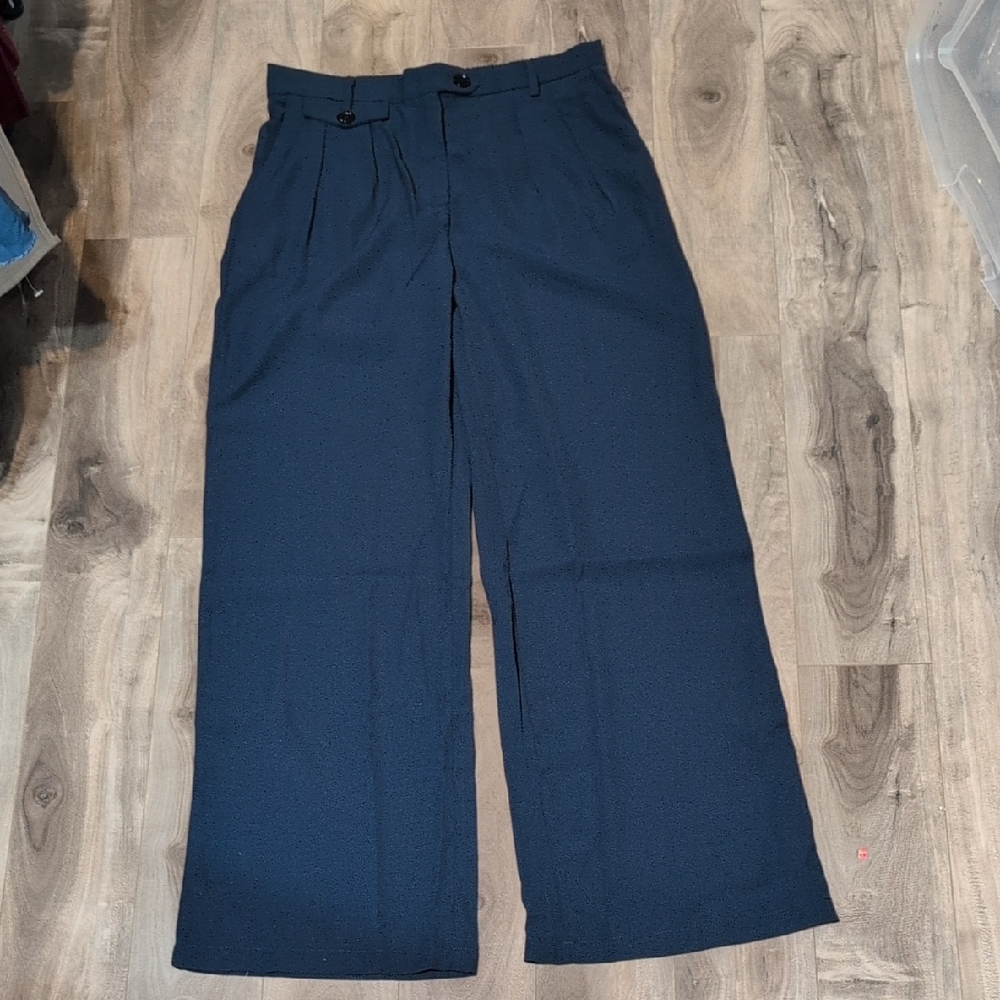 Elegant Navy Wide Leg Women's Pants